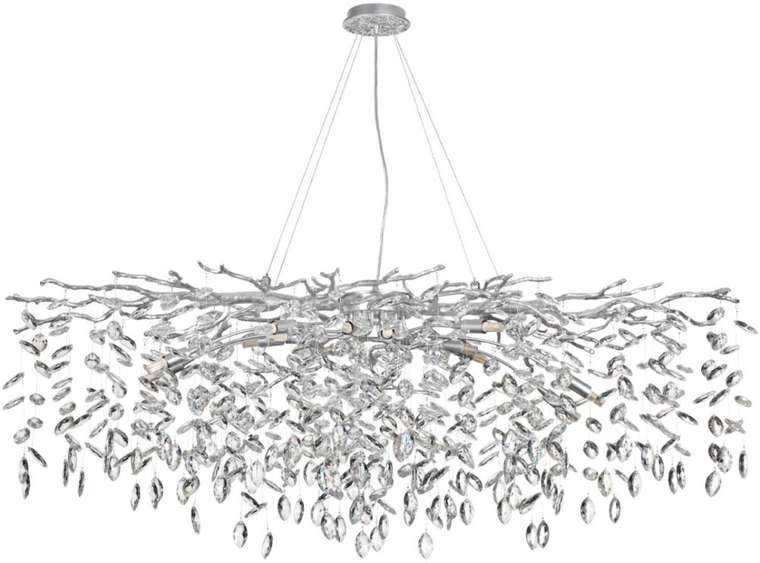 Подвесная люстра Odeon Light Delica 4970/14 HALL матов.серебристый/алюмин./хрусталь G9 14*40W лепестки с подвесками