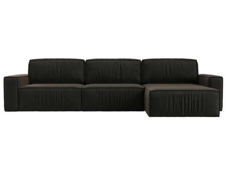 Угловой диван-кровать Прага Классик лонг коричневого цвета правый угол