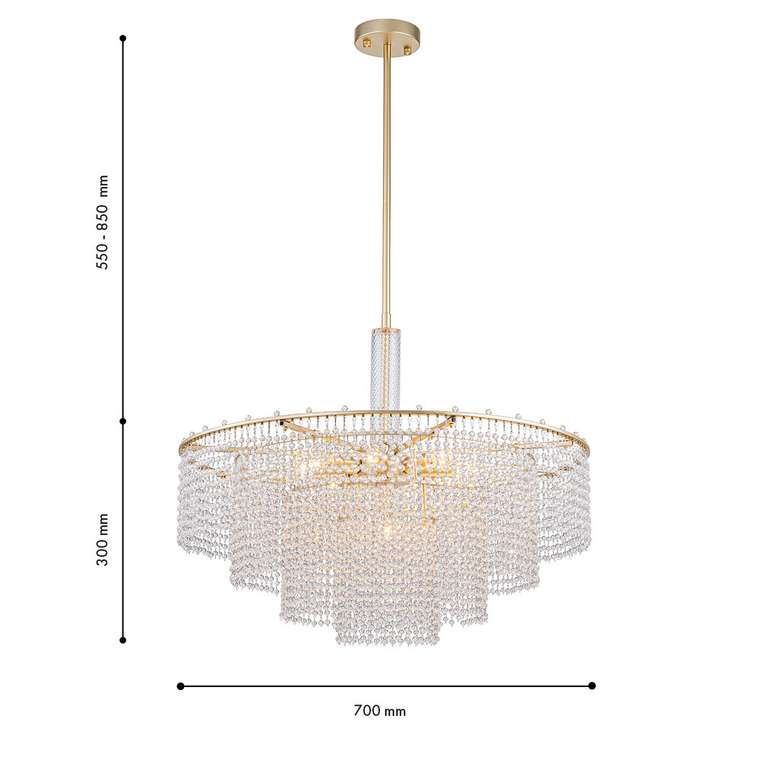 подвесная люстра Fringe прозрачный металл, хрусталь 9*E14*40W, excluded