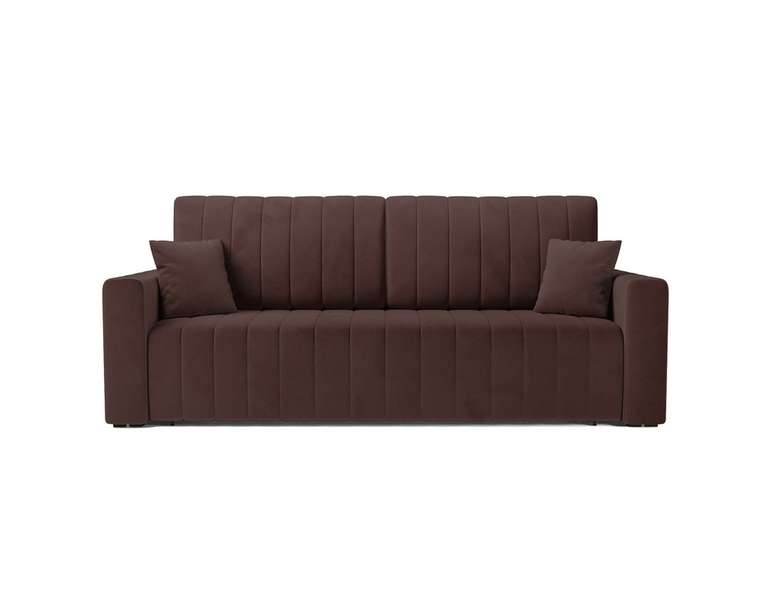 Прямой диван-кровать Лондон темно-коричневого цвета