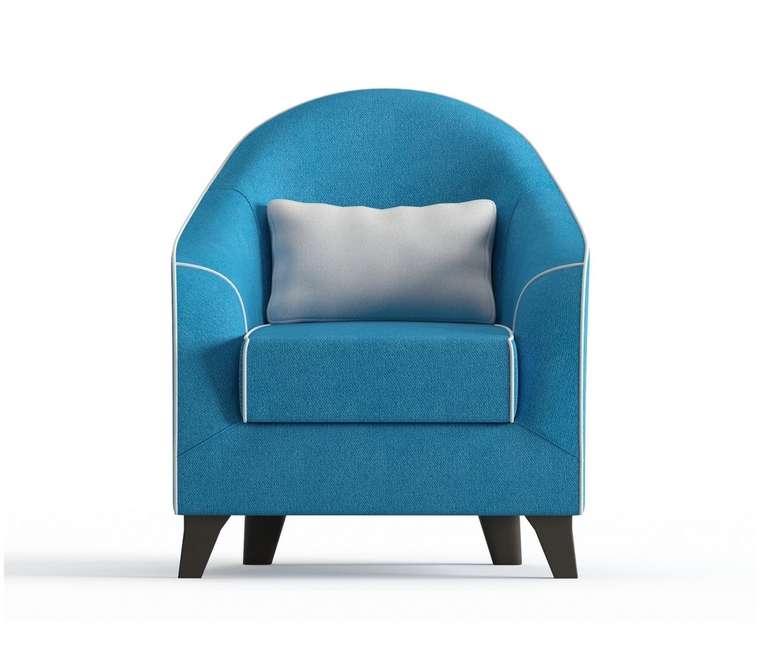 Кресло Бемоль в обивке из велюра голубого цвета