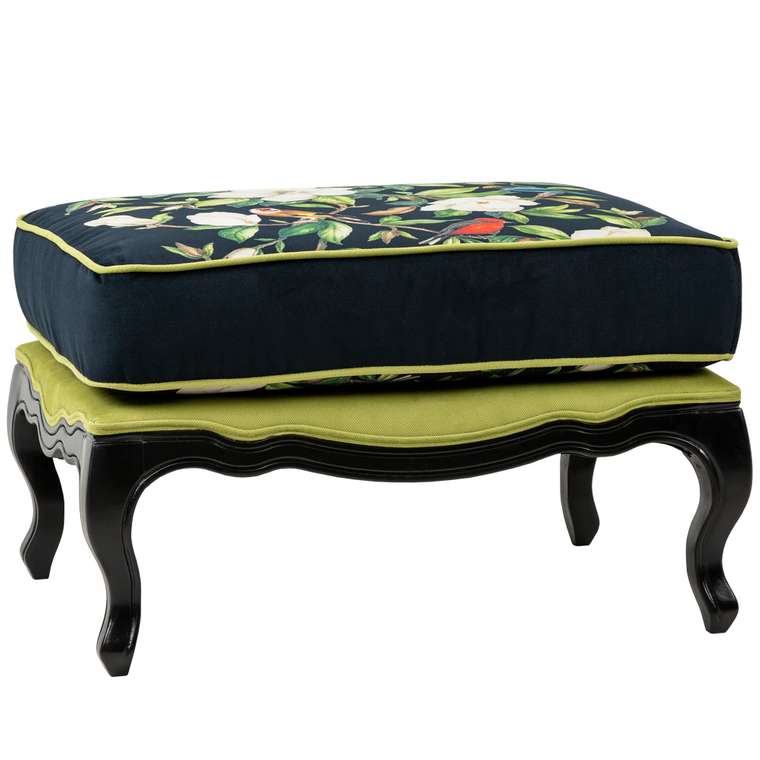 Банкетка для кресла Цветущая аристократка черно-зеленого цвета