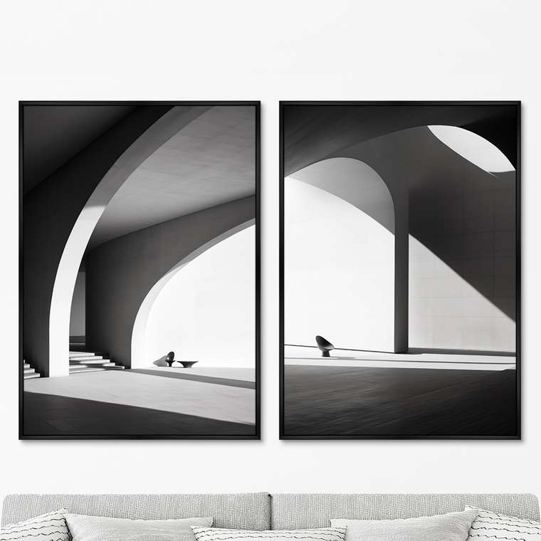 Набор из двух репродукций картин Architecture, curves of arches, 2024г.