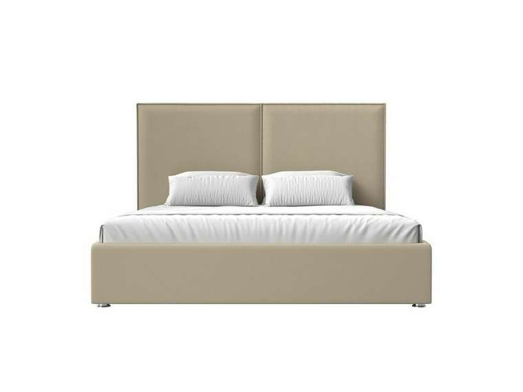 Кровать Аура 200х200 бежевого цвета с подъемным механизмом (экокожа)
