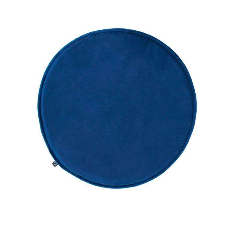 Круглая бархатная подушка на стул Rimca синего цвета