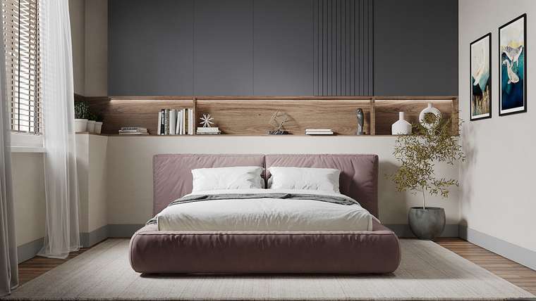 Кровать Латона-3 180х200 темно-розового цвета