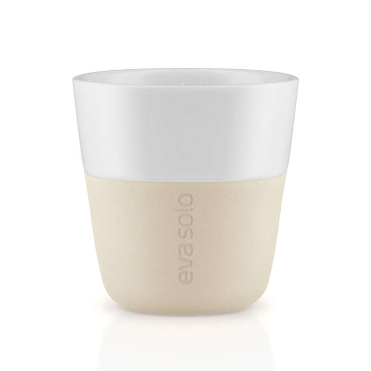 Набор из двух чашек для эспрессо с силиконовым чехлом бежевых