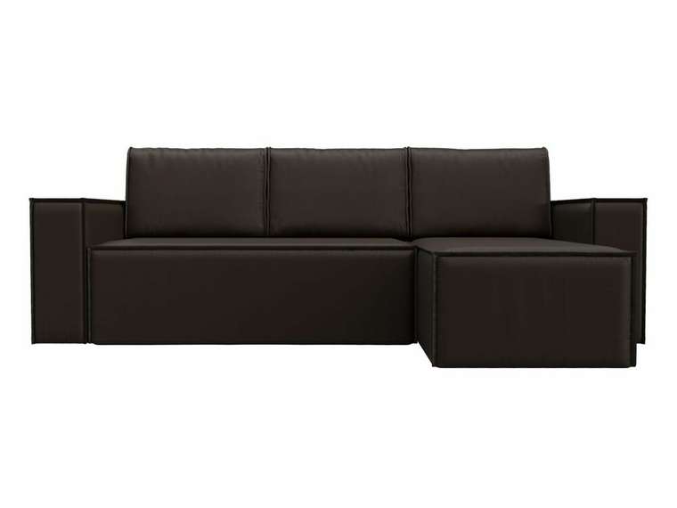 Угловой диван-кровать Куба темно-коричневого цвета (экокожа) правый угол