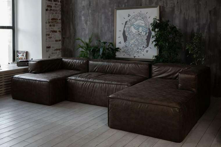 Модульный диван Комби коричневого цвета