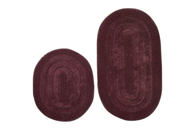 Набор из двух ковриков для ванной Hali бордового цвета