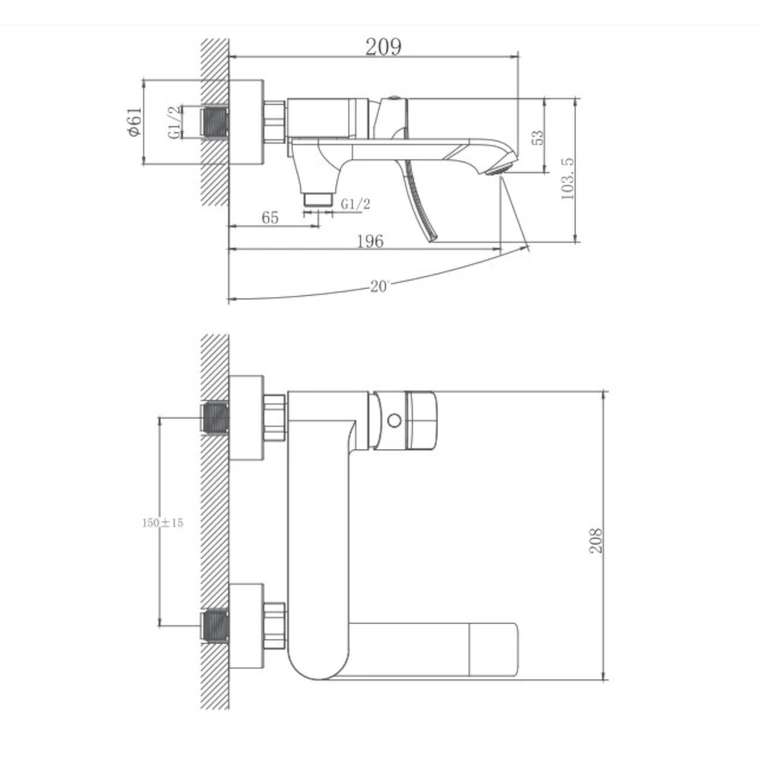 Смеситель для ванны Haiba HB60553, хром