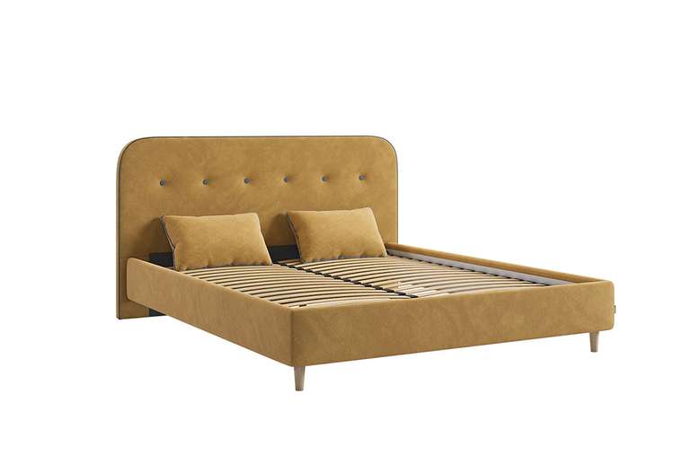 Кровать Лео 160х200 желтого цвета без подъемного механизма