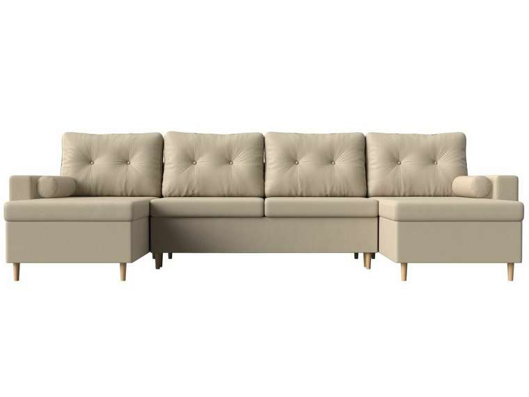 Угловой диван-кровать Белфаст бежевого цвета (тик-так/экокожа)
