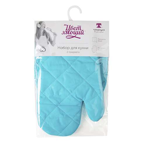 Набор для кухни 'Цвет Эмоций' 2 предмета (рукавичка-прихватка, прихватка), 100 % хлопок, 'Бриз'