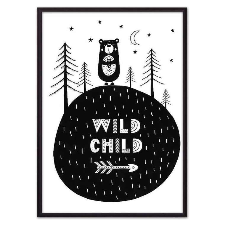 Постер в рамке Медведь "Wild child" 21х30 см