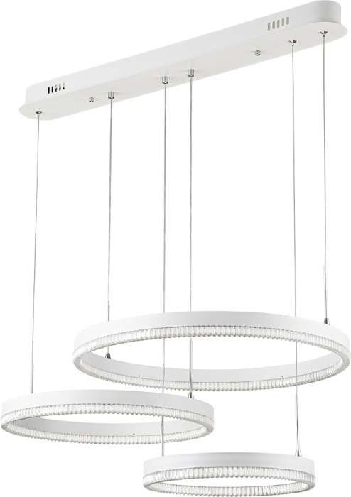 Подвесной светодиодный светильник с ПДУ Escada Celestia 10223/3LED 75Вт, металл/акрил, белый кольцо