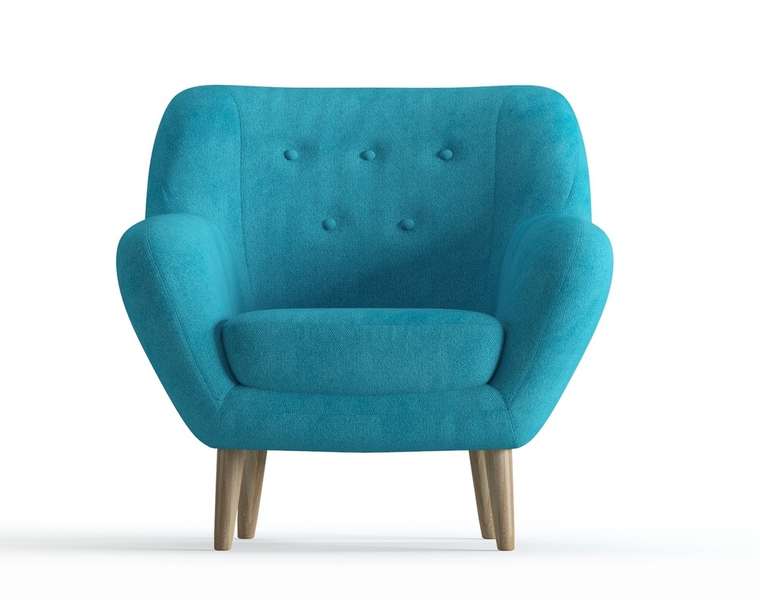 Кресло Cloudy в обивке из велюра голубого цвета
