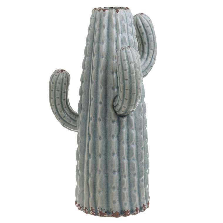Керамическая ваза кактус бирюзово-серого цвета