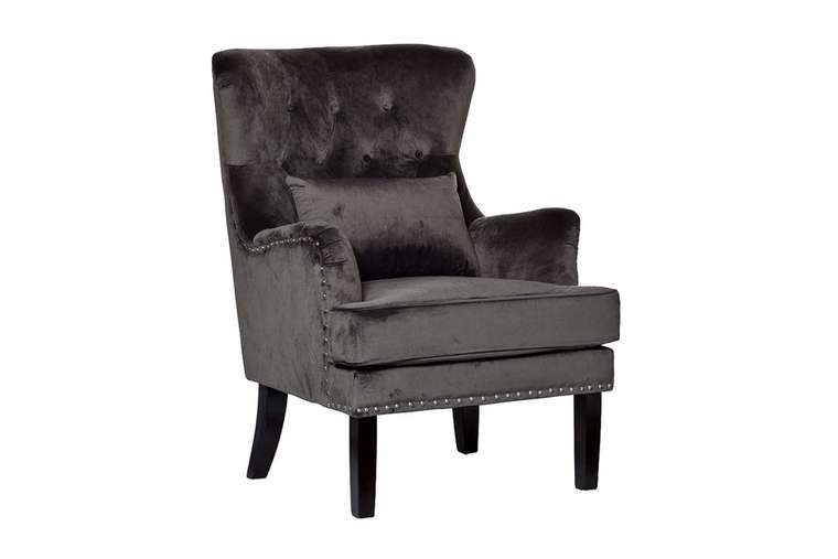 Кресло серого цвета с подушкой