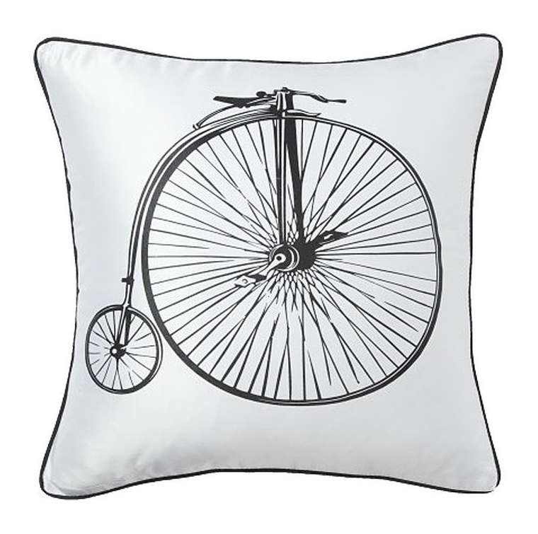 Подушка с принтом Retro Bicycle White