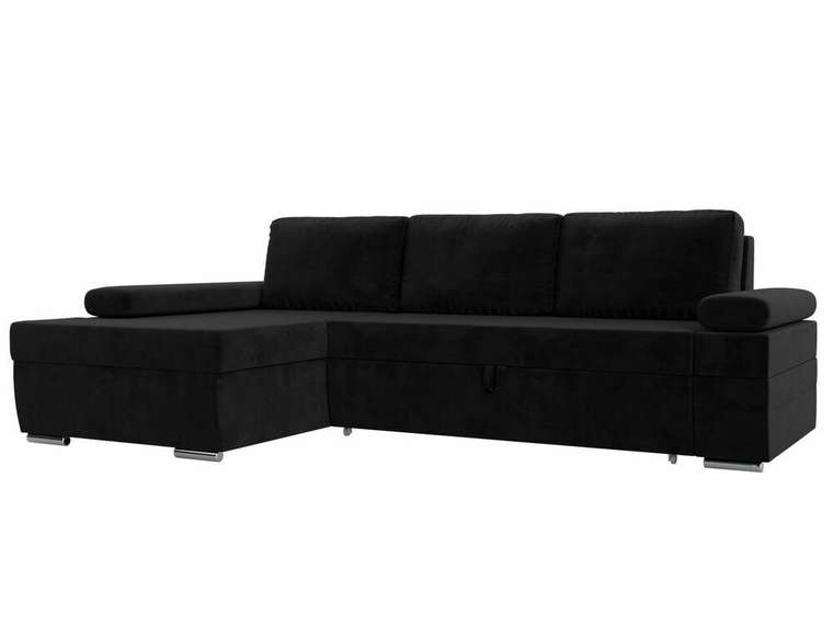 Угловой диван-кровать Канкун черного цвета левый угол