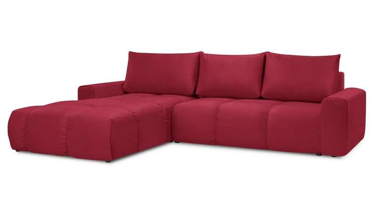 Угловой диван-кровать с оттоманкой Венто красного цвета