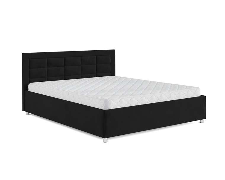 Кровать Версаль 140х190 черного цвета с подъемным механизмом (велюр)