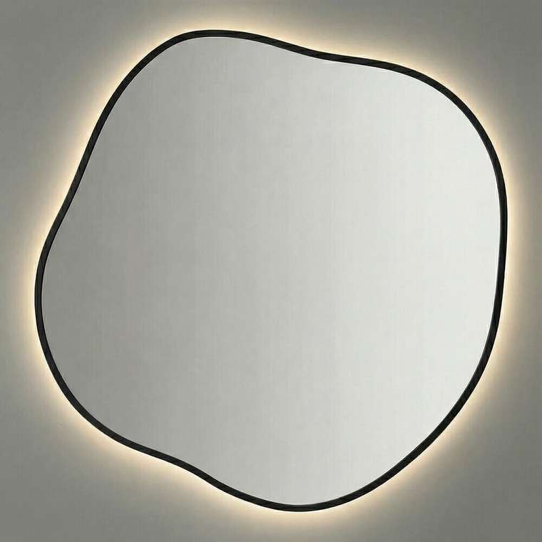 Настенное зеркало Organic L LED в раме черного цвета с подсветкой