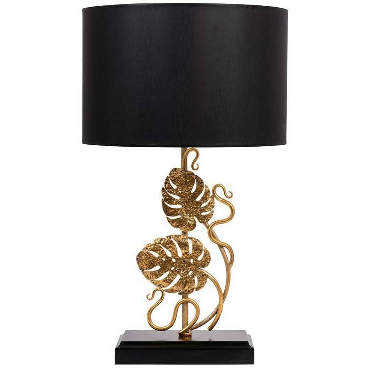 Настольная лампа Monstera Deliciosa Vintage черно-золотого цвета