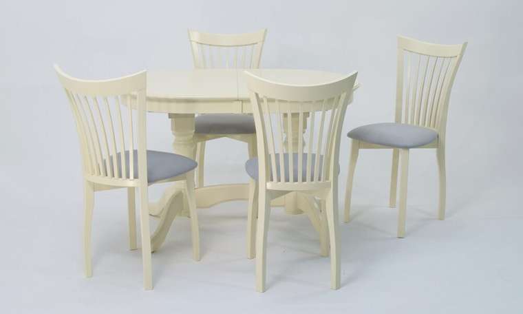 Обеденная группа Бизе 120 со стульями серо-бежевого цвета