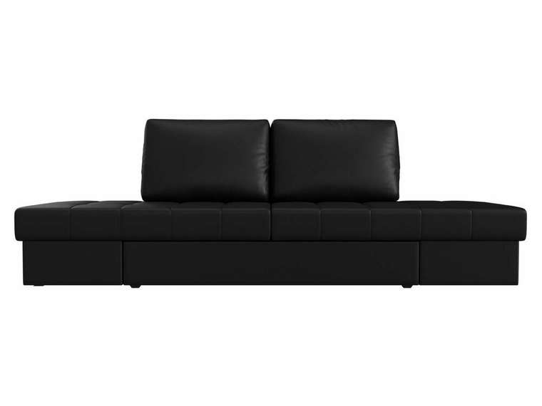 Прямой диван трансформер Сплит черного цвета (экокожа)
