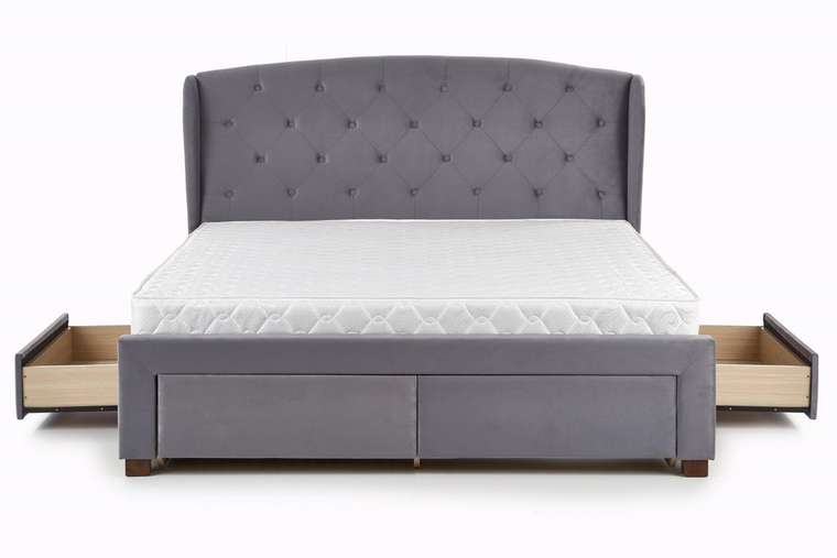 Кровать Sabrina 160х200 серого цвета без подъемного механизмаabrina