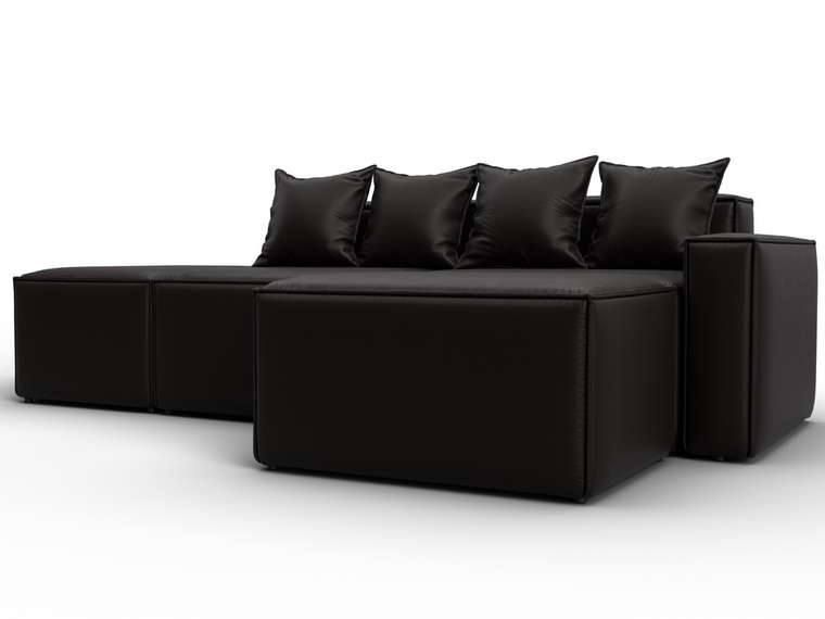 Угловой модульный диван Лига-063 темно-коричневого цвета правый (экокожа)