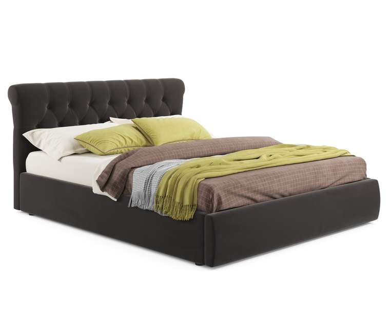 Кровать с подъемным механизмом и двумя тумбами Ameli 160х200 коричневого цвета