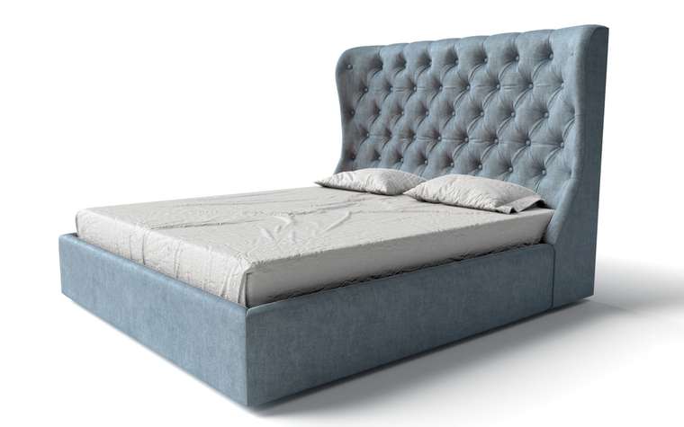 Кровать Amoryzo 140х200 с подъёмным механизмом серо-голубого цвета