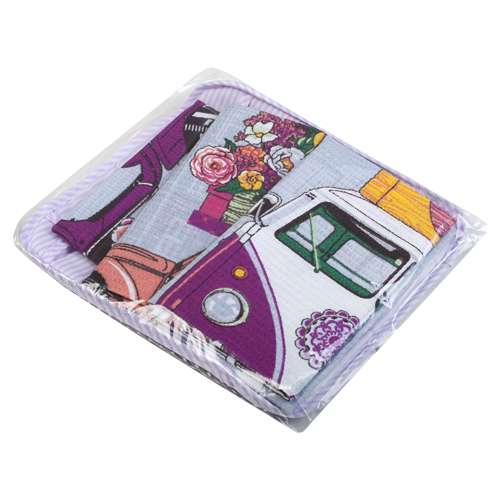 Набор полотенец 45х60 (3 шт.) в текстильной вазе 'Весеннее ретро', 100% хлопок, 'Фиолетовый'