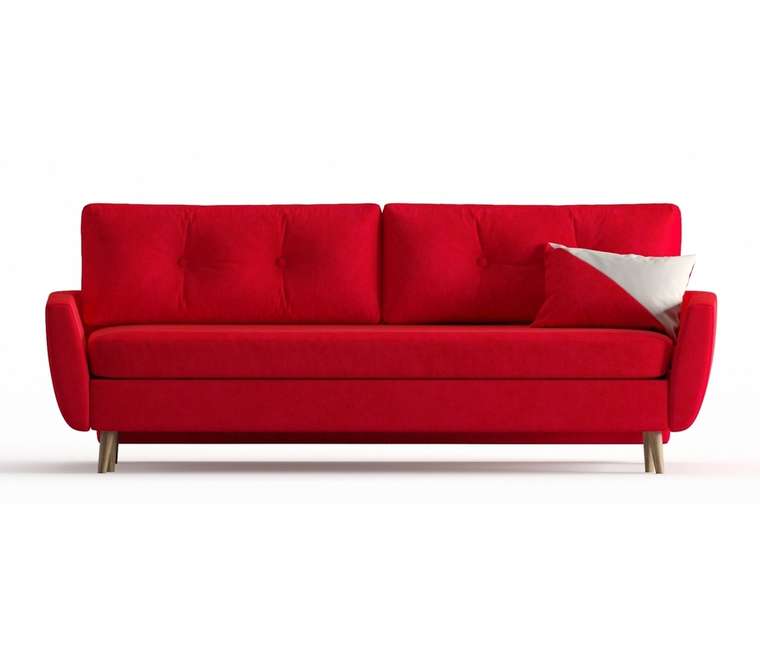 Диван-кровать Авиньон в обивке из вельвета красного цвета