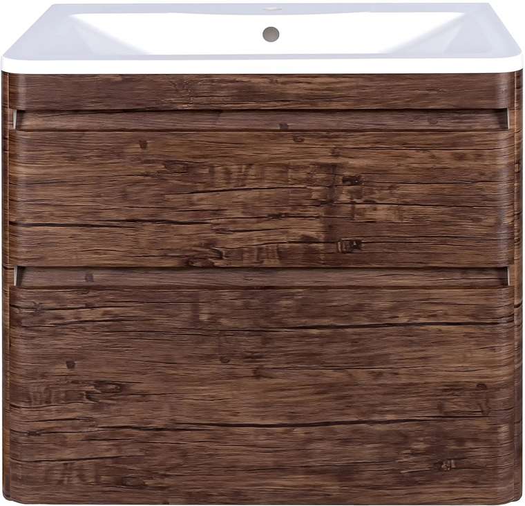 Тумба с раковиной из искусственного мрамора Атлантика коричневого цвета