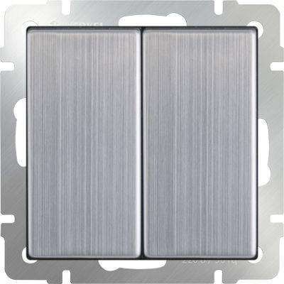 Выключатель двухклавишный цвета глянцевый никель