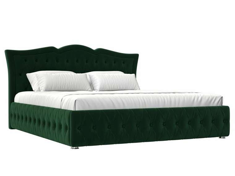 Кровать Герда 200х200 темно-зеленого цвета с подъемным механизмом