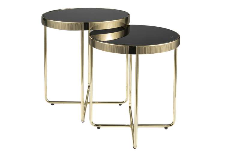 Набор из двух журнальных столов Saga черно-золотого цвета