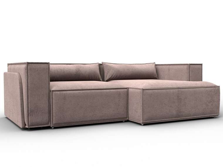 Угловой диван-кровать Лига-061 бежевого цвета правый