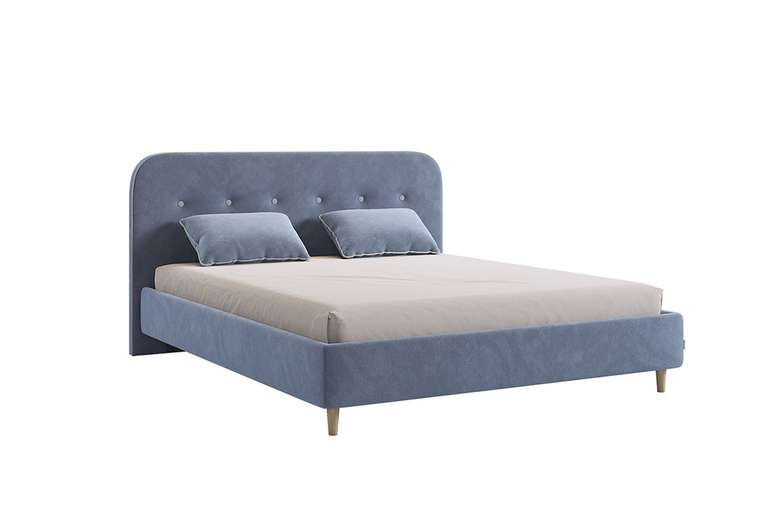 Кровать Лео 160х200 синего цвета без подъемного механизма