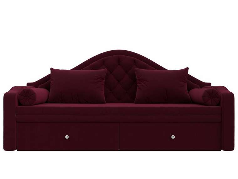 Прямой диван-кровать Сойер бордового цвета