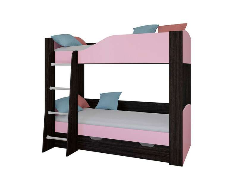 Двухъярусная кровать Астра 2 80х190 цвета Венге-Розовый
