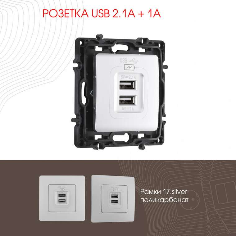 Розетка 217.46-1.silver (пластик, цвет серебро)