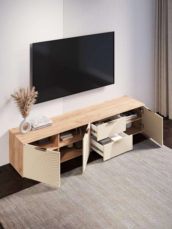 Тумба под телевизор Ингрия Luxe 5 бежевого цвета