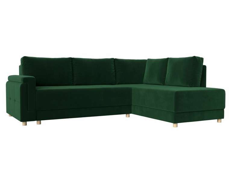 Угловой диван-кровать Лига 024 зеленого цвета правый угол