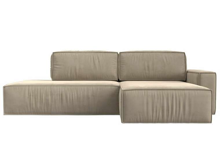 Угловой диван-кровать Прага модерн бежевого цвета правый угол