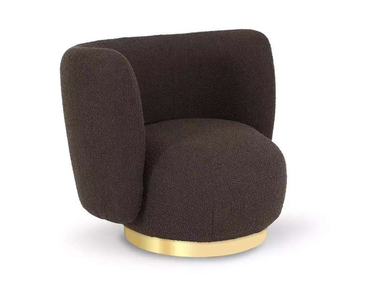 Кресло Lucca темно-коричневого цвета с золотым основанием